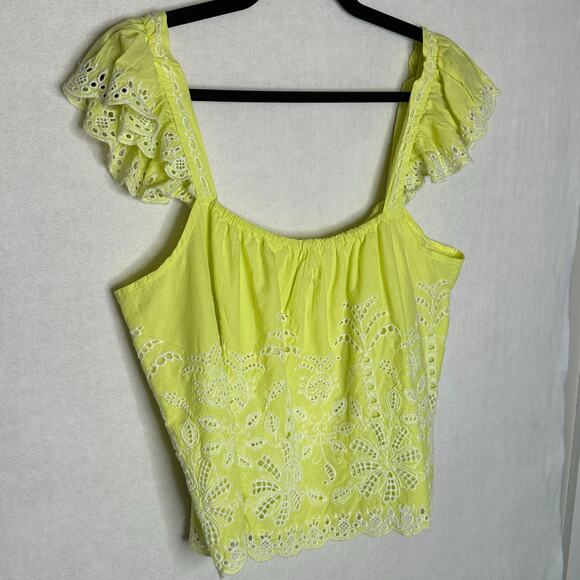NWT Jennifer Grace Lime Eyelet Embroidered Cotton Tank – Size L - Picture 2 of 13